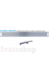 Nerezový odtokový žľab CLASSIC SQUARE so sifónom DN40 a dekoratívnou mriežkou Obrázok pre Nerezový odtokový žľab CLASSIC SQUARE so sifónom DN40 a dekoratívnou mriežkou