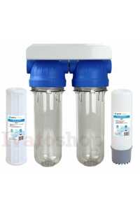 Vodný filter duplex 10" - set s vložkou granulované uhlie GAC Obrázok pre Vodný filter duplex 10" - set s vložkou granulované uhlie GAC