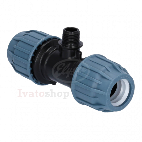 Obrázok pre T - KUS na PE potrubie s vonkajším závitom, 32mm x 1" x 32mm