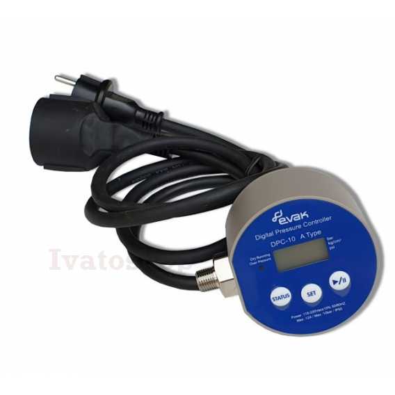 Obrázok pre Digitálny tlakový spínač EVAK DPC 10, 230 V/12 A s ochranou proti chodu na sucho a okáblovaním