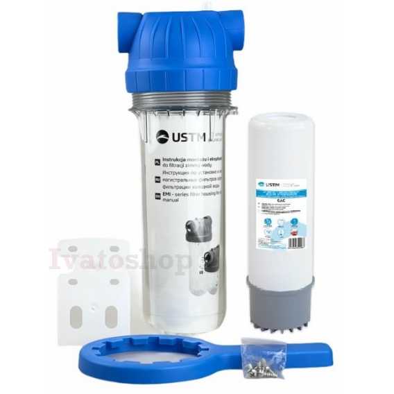 Obrázok pre Vodný filter 10" - set s vložkou granulované uhlie  GAC